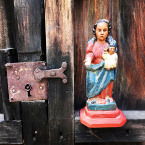  #74 Santos Guatemalan Virgin W Child Mid 19th C