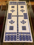 #120 Textiles Blue On White Embroidered Cotton Runner Eastern Europe