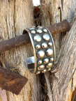 #15 Silver Bracelet Cuff W Half Dome Balls (30mm X 68mm) Mexico