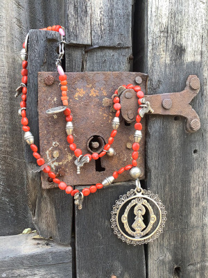 #77 Vintage Coral & Silver Necklace Purchase Options & Details