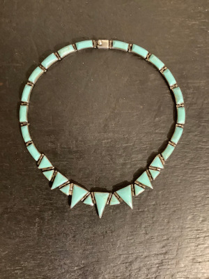 #121j Vintage Silver, Mexican Turquoise Hinged Necklace Purchase Options & Details