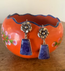 #252j Silver Flower And Sodalite Earrings (1.5&#039;) Peru