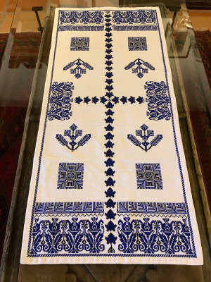 #120 Blue On White Embroidered Cotton Runner Purchase Options & Details