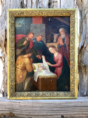 See also #29r&n Birth Of Christ, Painted on Copper Retablo, Mid. 1800's